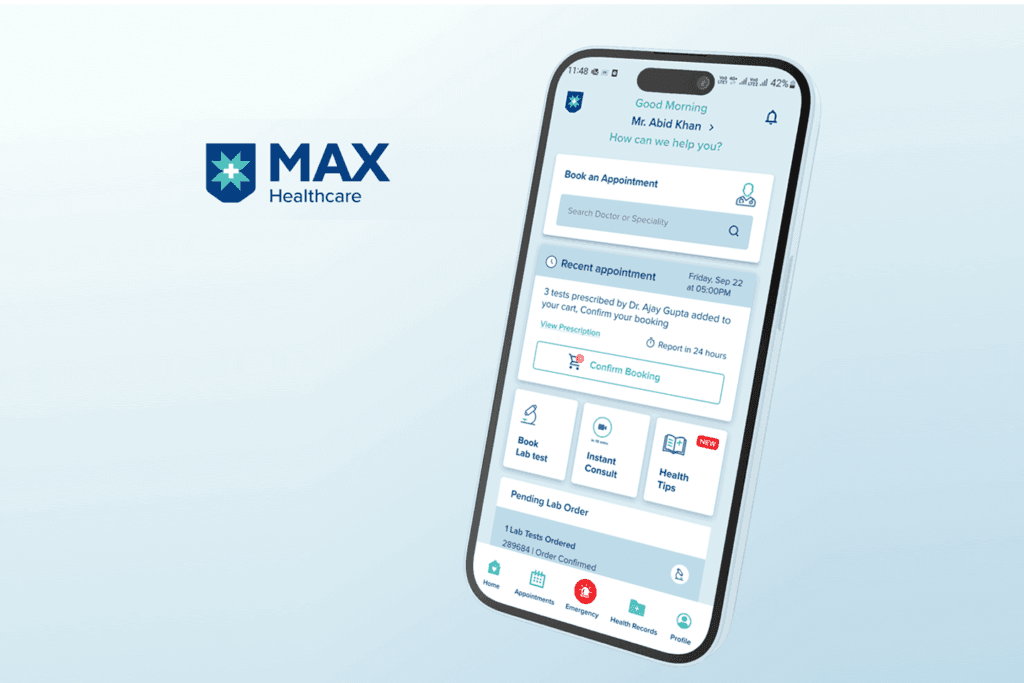 Max healthcare app design case study - Unqode