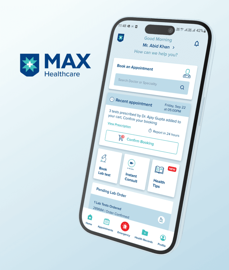 Max Healthcare app ux ui design