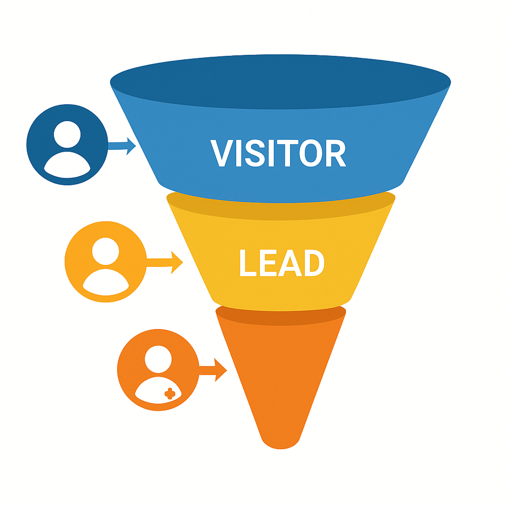 Why Every Small Business Needs a Branded Website (Not Just a Social Profile) 4 Funnel or user flow from visitor,lead,customer