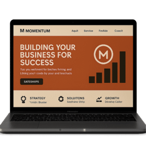 Laptop displaying a unique, branded business homepage
